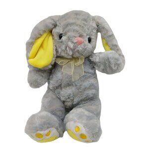 Dan Dee Gray Bunny Rabbit with Yellow Ribbon 12" Stuffed Animal Plush Easter